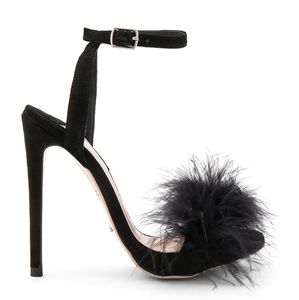 Tony Bianco Avery feather high heel sandals size 7
